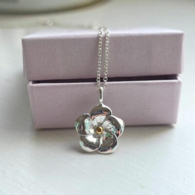 Buttercup Flower Necklace in Sterling Silver