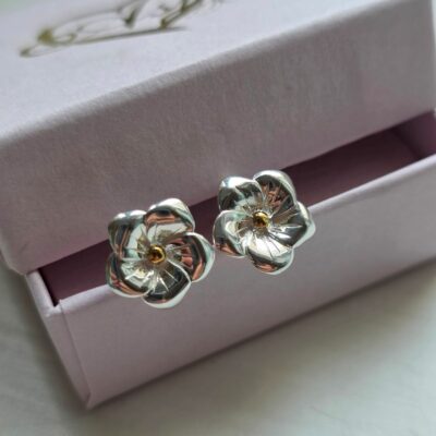 Buttercup Flower Studs in Sterling Silver
