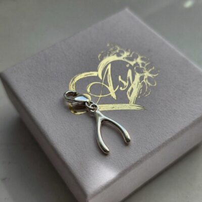 Lucky Wishbone Charm in Sterling Silver