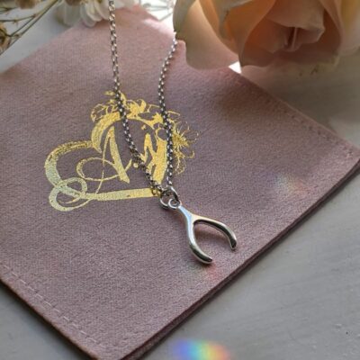 Lucky Wishbone Necklace in Sterling Silver