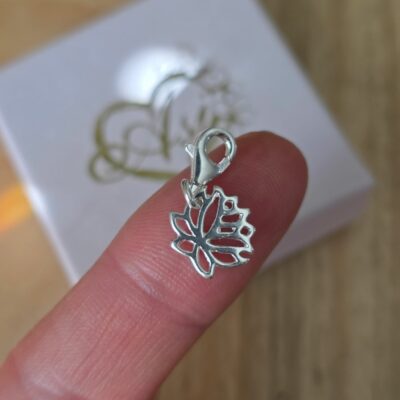 Mini Lotus Flower Charm in Sterling Silver