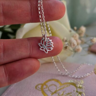 Mini Lotus Flower Necklace in Sterling Silver