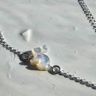 Mother of Pearl Bunny Necklace in Sterling Silver