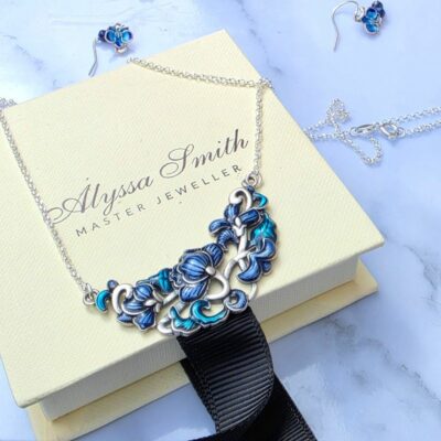 Sterling Silver and Enamel Paradise Garden Necklace in Sterling Silver 18-20 Inches- One of A Kind