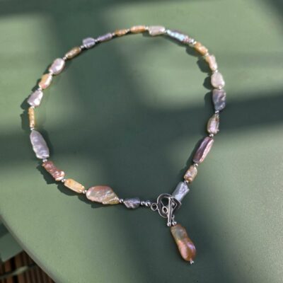 Summer's Hottest Arrival - Keshi Freshwater Pearl Necklace in Sterling Silver
