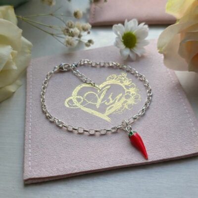 Sainz Chilli Pepper Themed Chain Bracelet in Sterling Silver