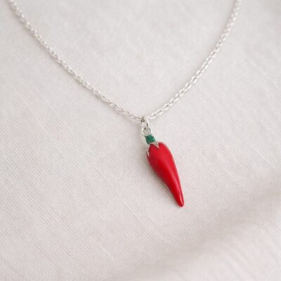 Sainz Chilli Pepper Themed Necklace in Sterling Silver