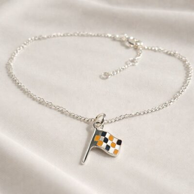 Mini Mclaren Inspired Enamel Flag Twisted Bracelet in Sterling Silver