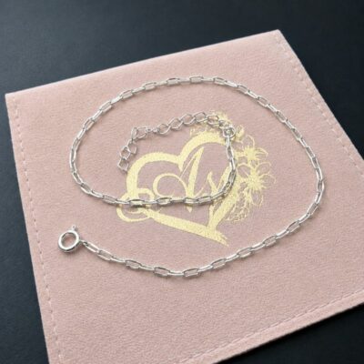 Dainty Halo Link Anklet in Sterling Silver