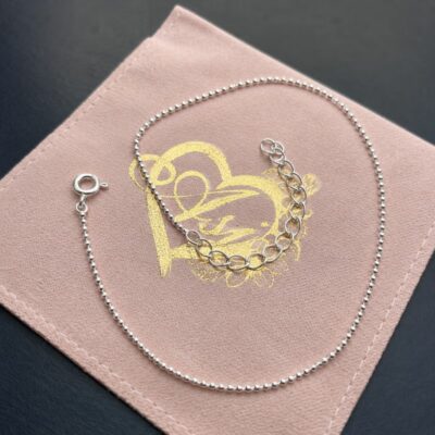 Delicate Ball Chain Anklet in Sterling Silver