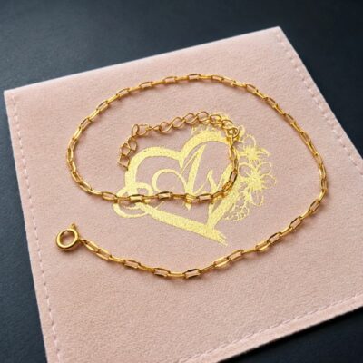 Golden Dainty Halo Link Anklet in Sterling Silver