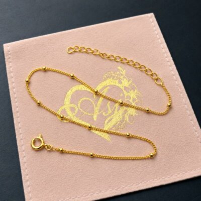 Golden Fancy Chain Anklet in Sterling Silver