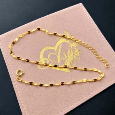 Golden Glittering Starburst Chain Anklet in Sterling Silver