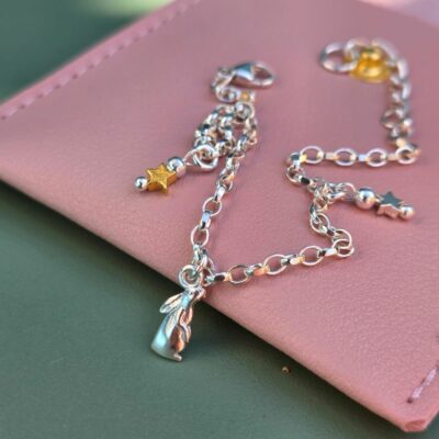Stargazing Hare Bracelet in Sterling Silver with Gold Dipped Star