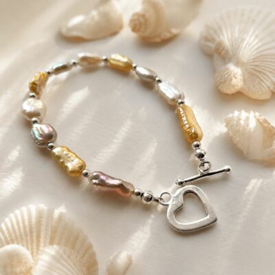 Summer's Hottest Arrival - Keshi Freshwater Pearl Bracelet in Sterling Silver
