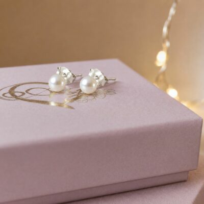 Tiny Freshwater Pearl Studs in Sterling Silver - 4mm