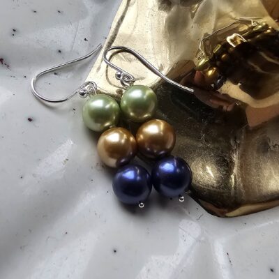 Paddock Pearl Drop Earrings in Sterling Silver - Darks