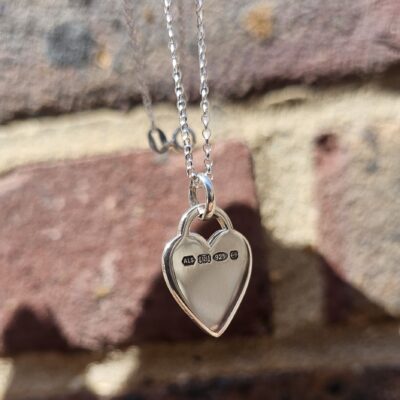 Signature Hallmarked Heart Necklace in Sterling Silver with Open Link Chain