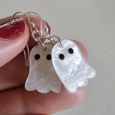 Shimmering Ghost Statement Drop Earrings in Sterling Silver