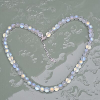 Iridescent Rainbow Aura Frosted Necklace in Sterling Silver - Limited Edition Arrival