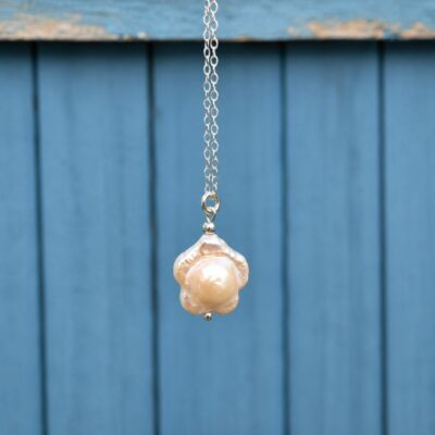 Keshi Freshwater Pearl Flower Necklace in Sterling Silver