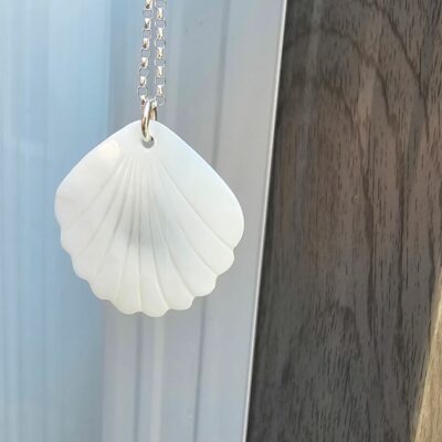 Rainbow Tinted Scallop Shell Necklace