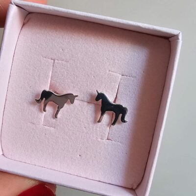 Sterling Silver Magical Unicorn Stud Earrings