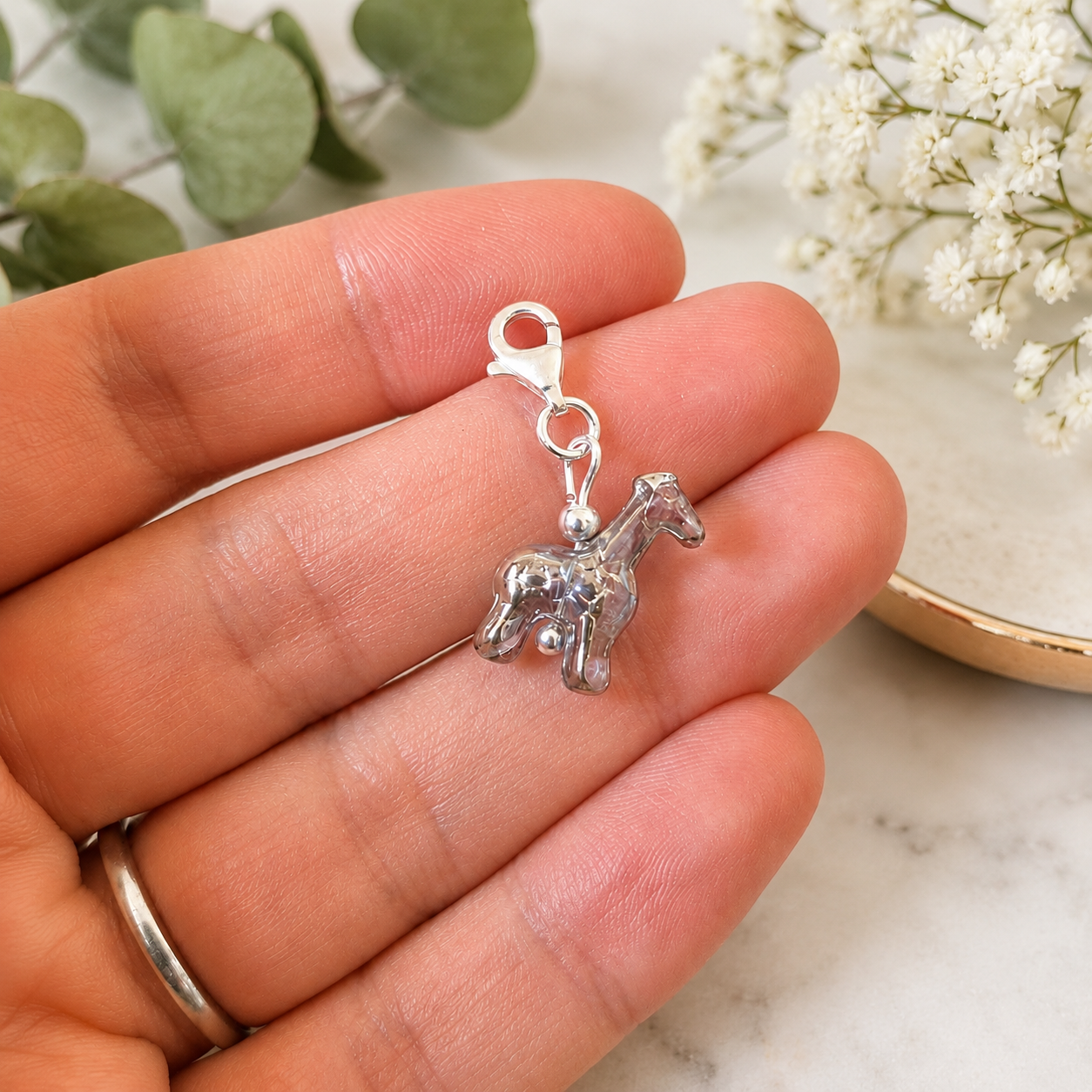 Arabella's Adorable Acrylic Giraffe Charm in Sterling Silver - Image 2