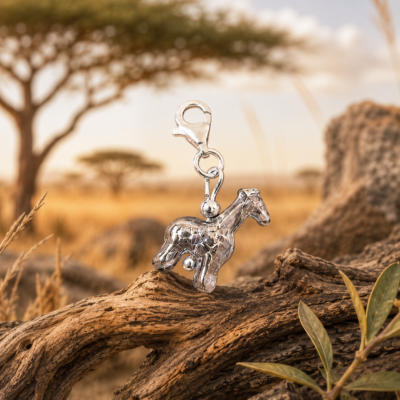 Arabella's Adorable Acrylic Giraffe Charm in Sterling Silver