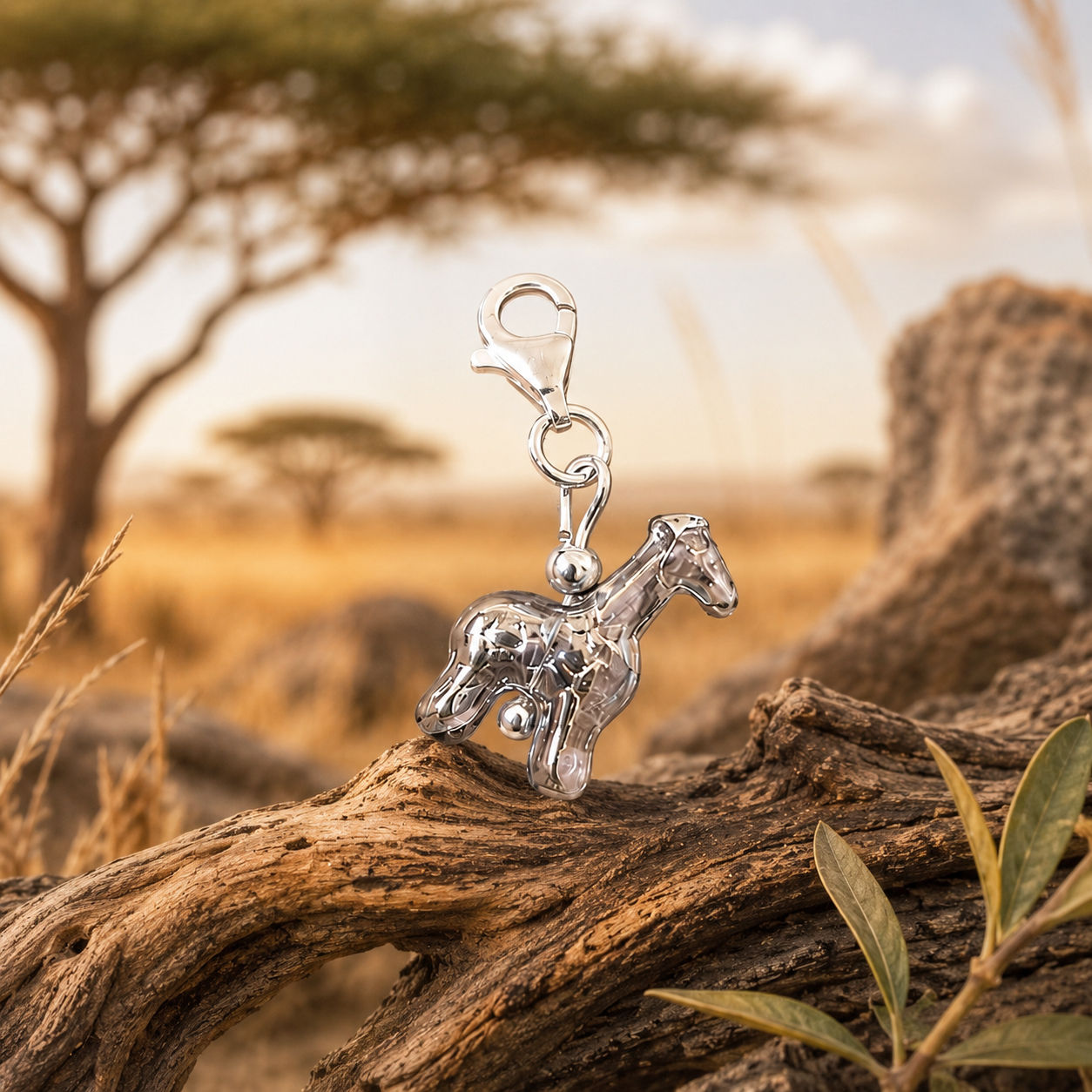 Arabella's Adorable Acrylic Giraffe Charm in Sterling Silver