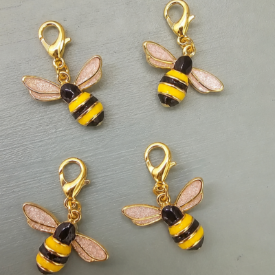 Glittering Golden Enamel Bumble Bee Charm