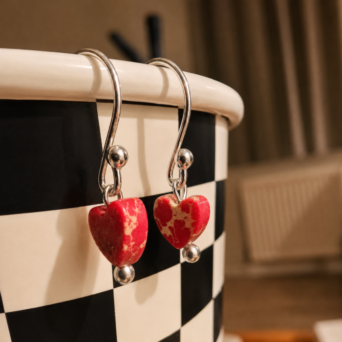 Ferrari Inspired Heartbeat Drop Earrings in Sterling Silver
