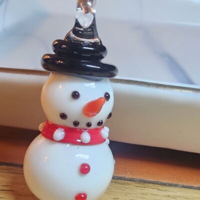 Hand-Blown Glass Snowman Pendant
