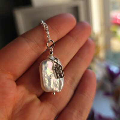 Beach Hut Keshi Freshwater Pearl Necklace in Sterling Silver