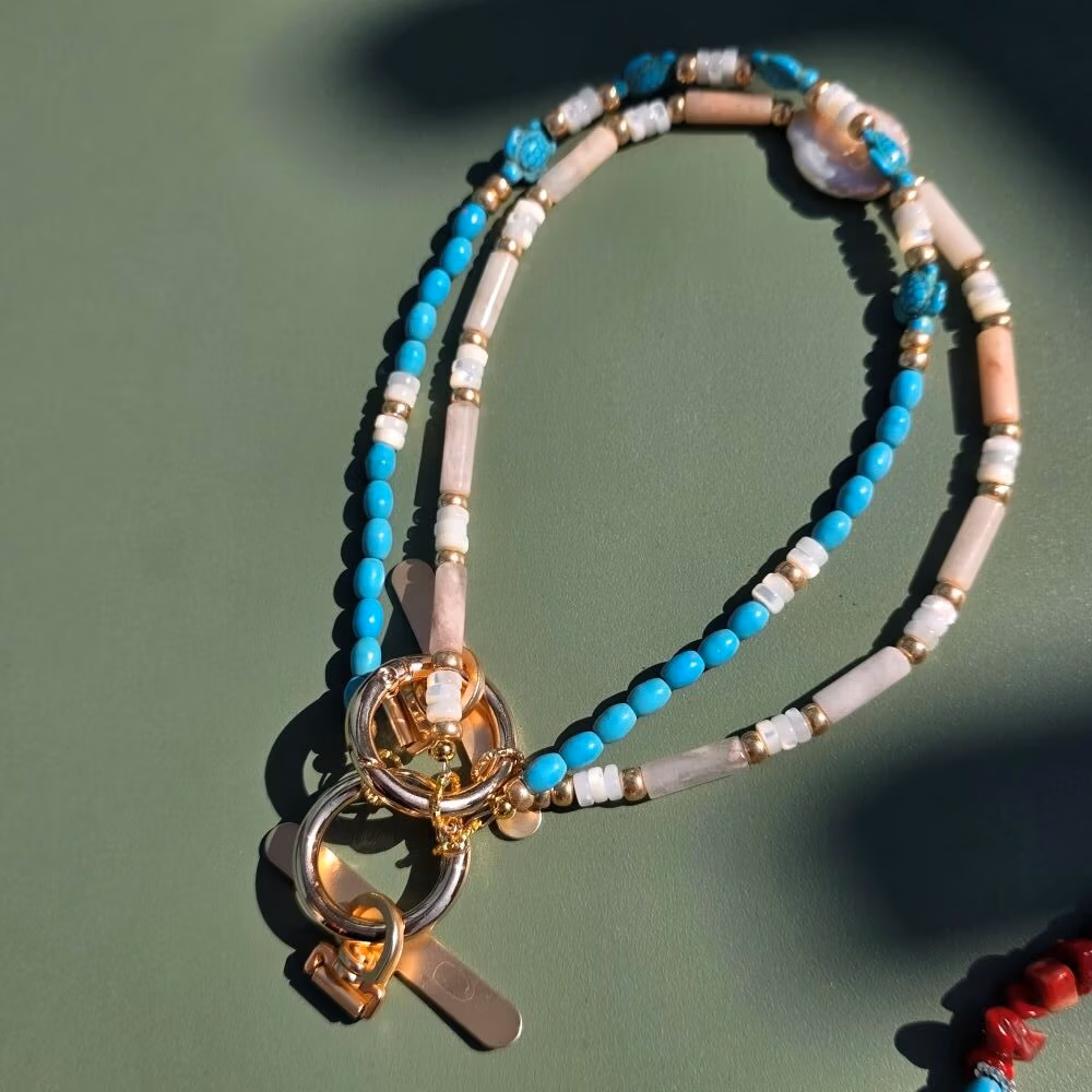 Blush Tide Freshwater Pearl & Peach Aventurine Phone Strap - Image 4