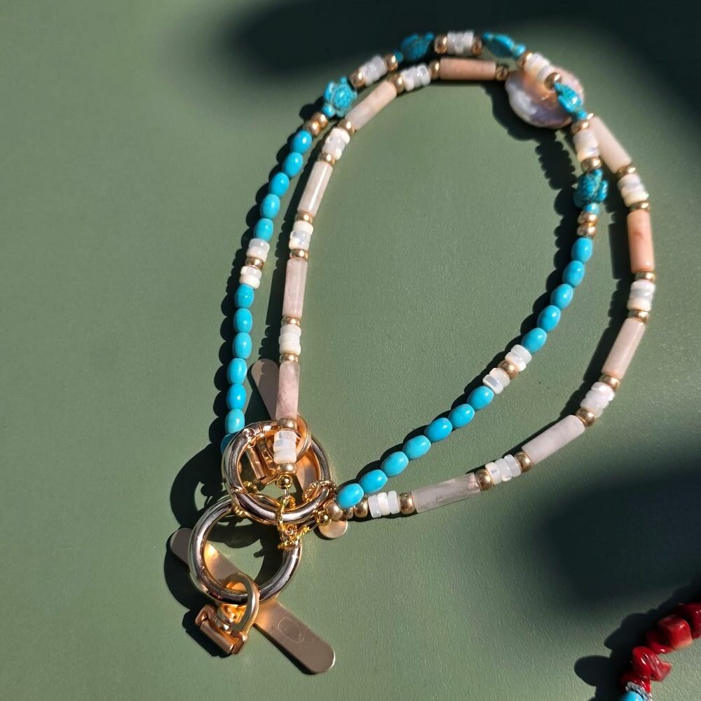 Blush Tide Freshwater Pearl & Peach Aventurine Phone Strap - Image 4