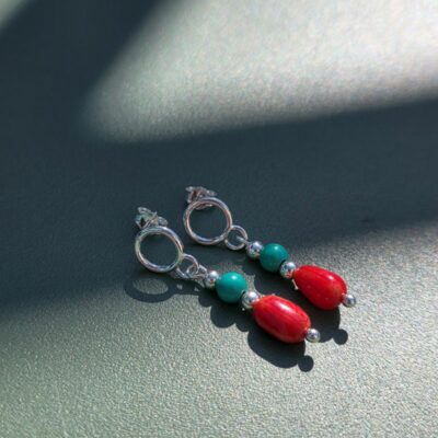 Coral Reef Drop Stud Earrings in Sterling Silver