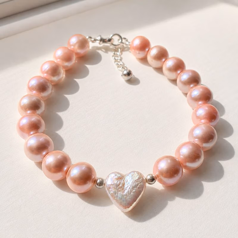 Elle Woods Limited Edition Keshi Freshwater Pearl Heart Bracelet - Image 4