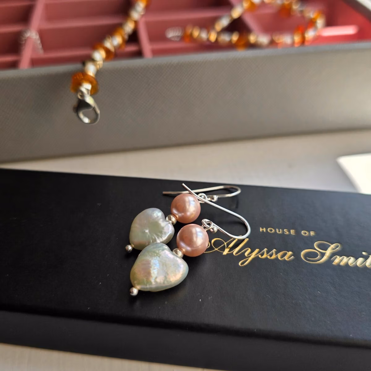 Elle Woods Limited Edition Keshi Freshwater Pearl Heart Drop Earrings - Image 3