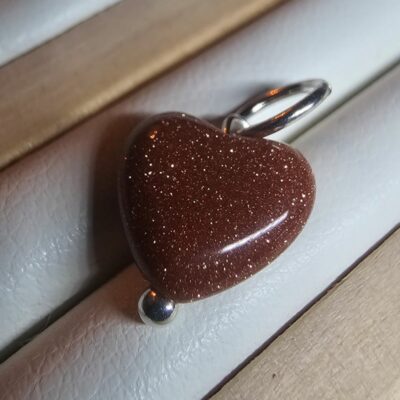 Golden Tide Brown Goldstone Heart Pendant