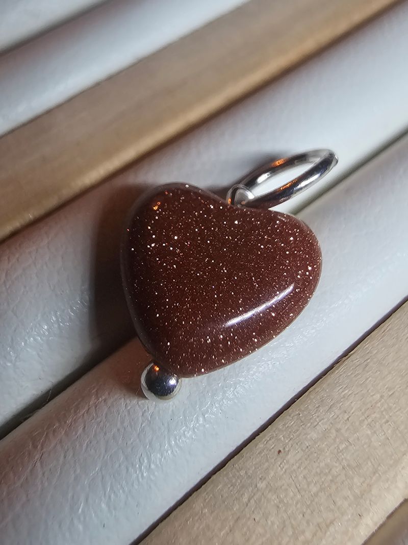 Golden Tide Brown Goldstone Heart Pendant
