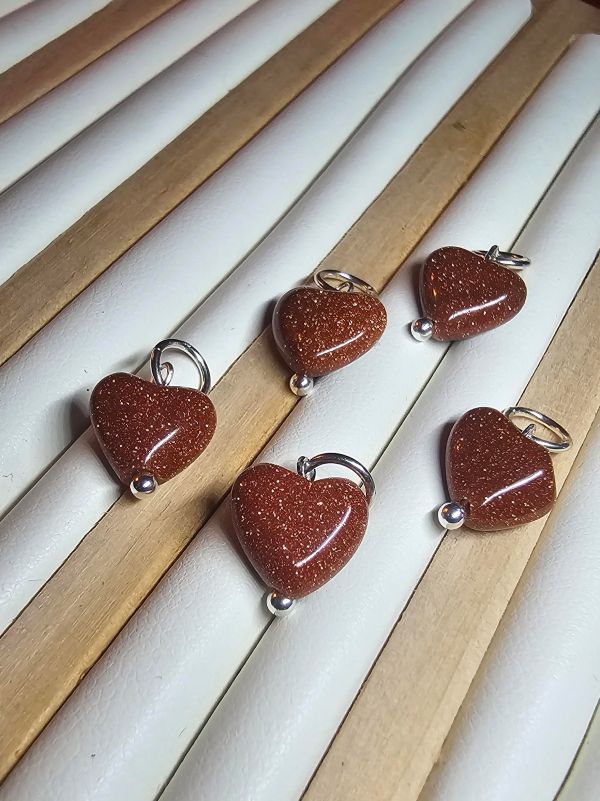 Golden Tide Brown Goldstone Heart Pendant - Image 7