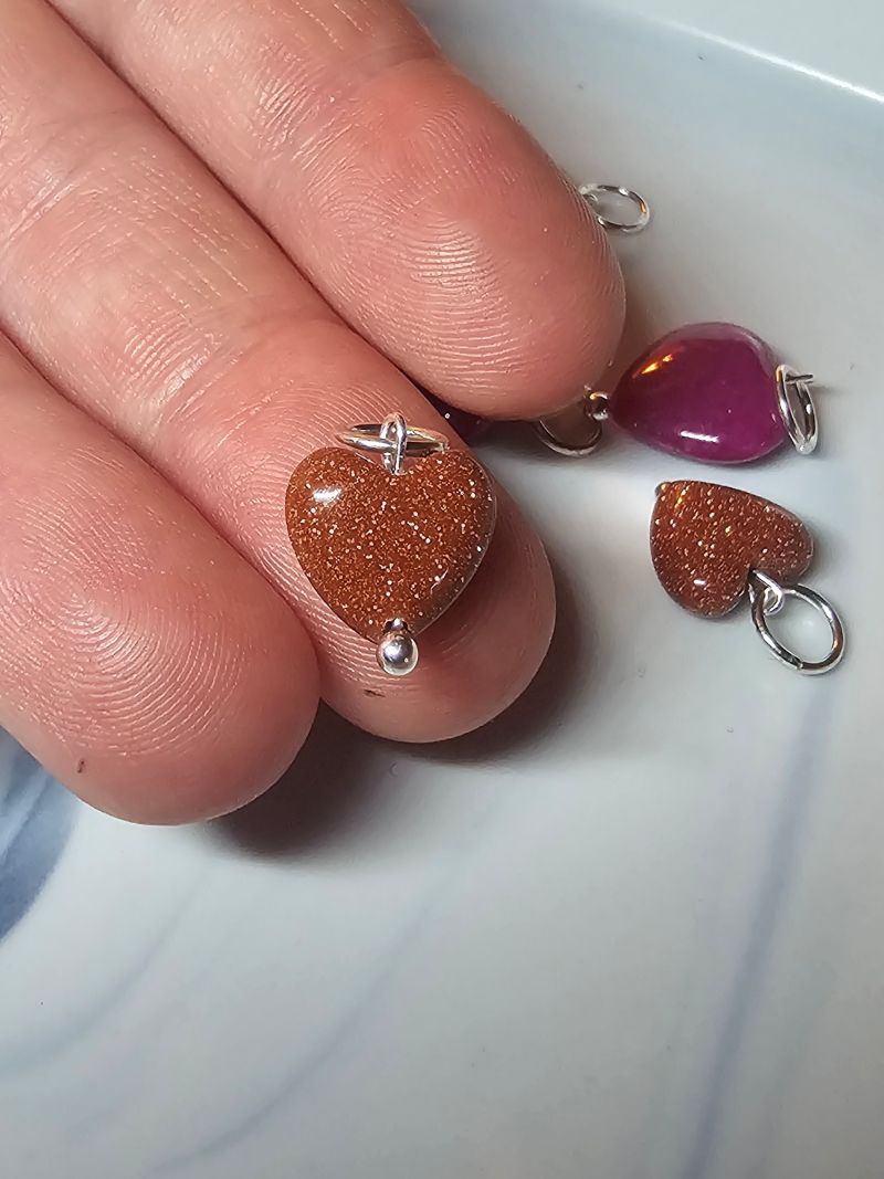Golden Tide Brown Goldstone Heart Pendant - Image 2