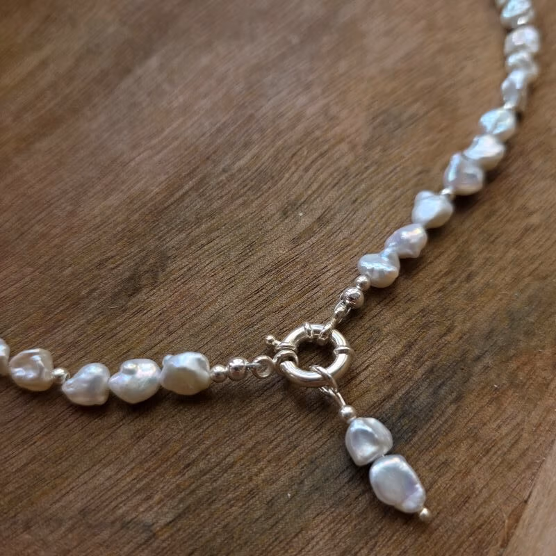 Hamilton Podium Organic Keshi Freshwater Pearl Statement Necklace in Sterling Silver - Image 6