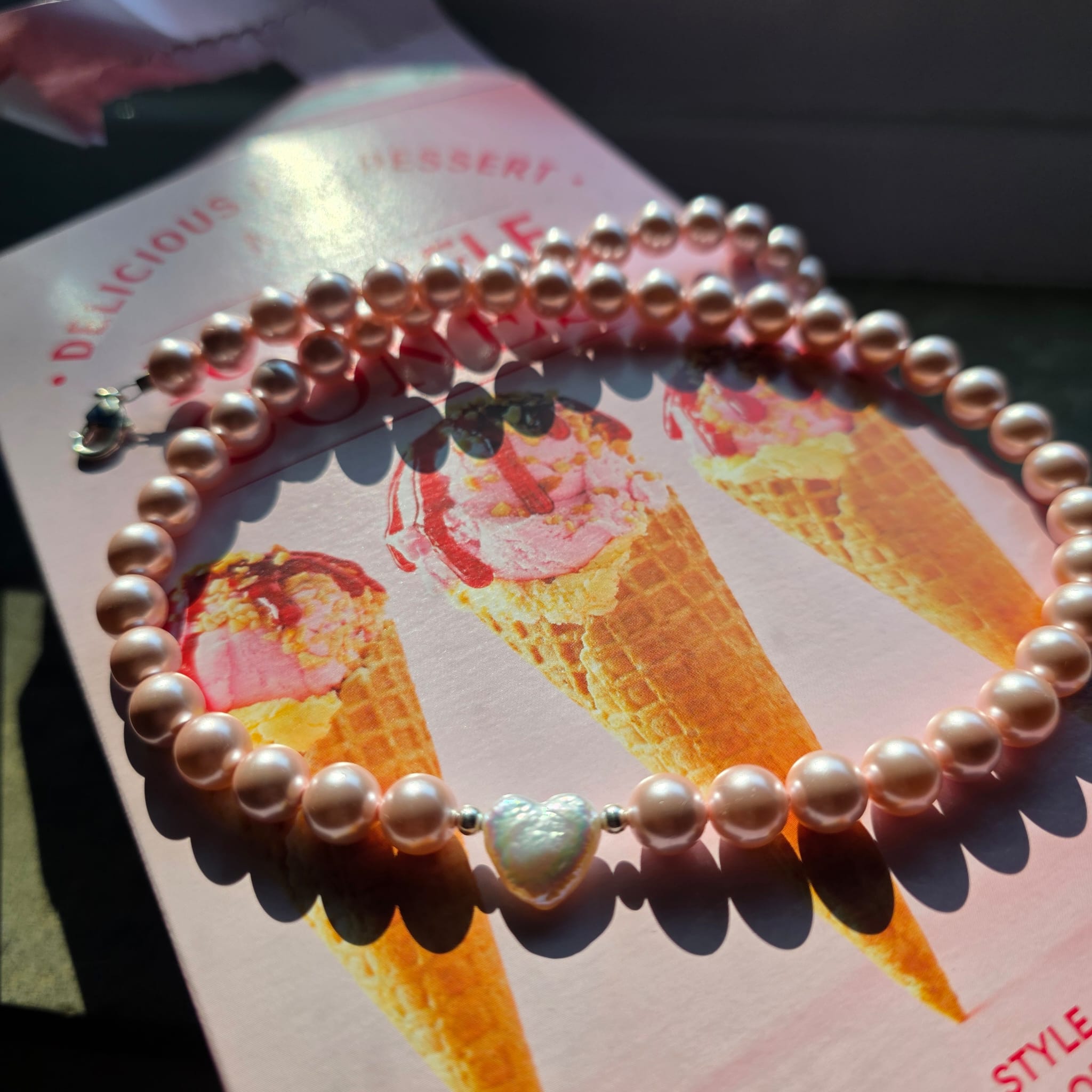 Elle Woods Limited Edition Keshi Freshwater Pearl Heart Necklace - Image 5