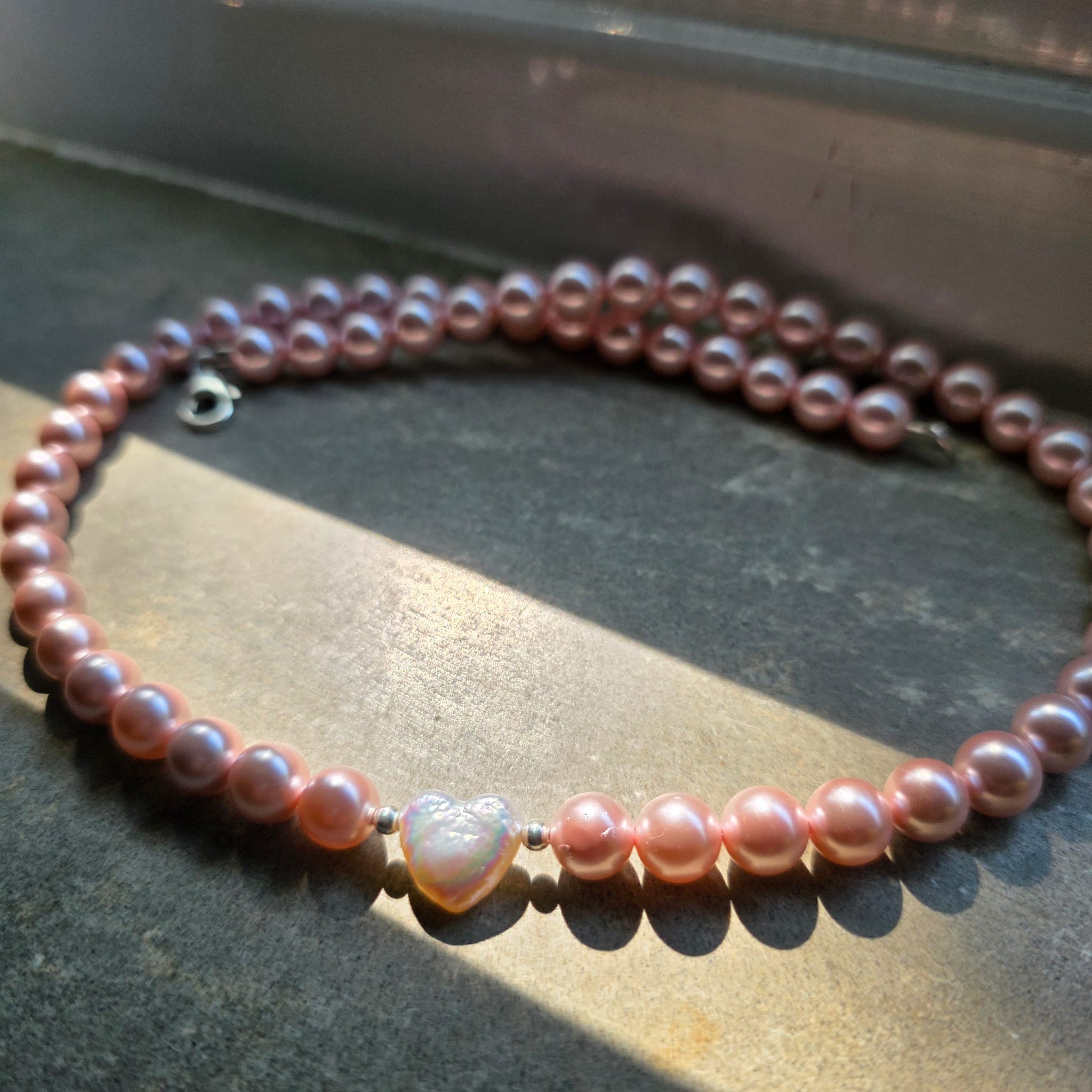 Elle Woods Limited Edition Keshi Freshwater Pearl Heart Necklace - Image 3