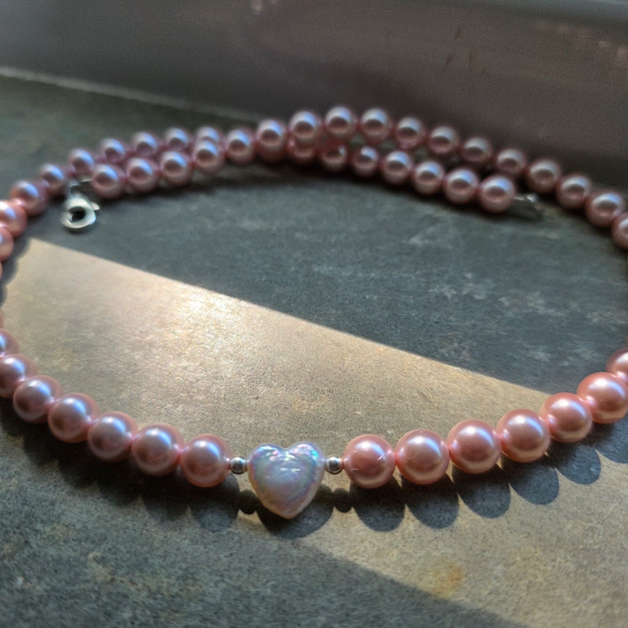 Elle Woods Limited Edition Keshi Freshwater Pearl Heart Necklace - Image 2