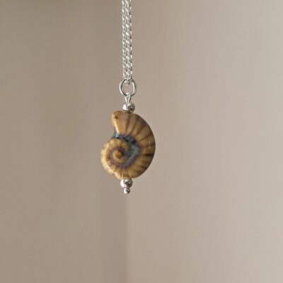 Natural Ammonite Fossil Necklace in Sterling Silver