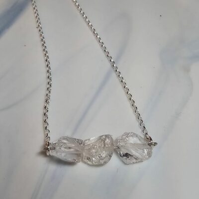 Ocean Crystal Quartz Nugget Necklace in Sterling Silver