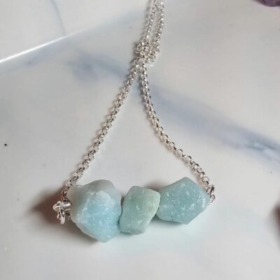 Ocean Mist Amazonite Nugget Necklace in Sterling Silver